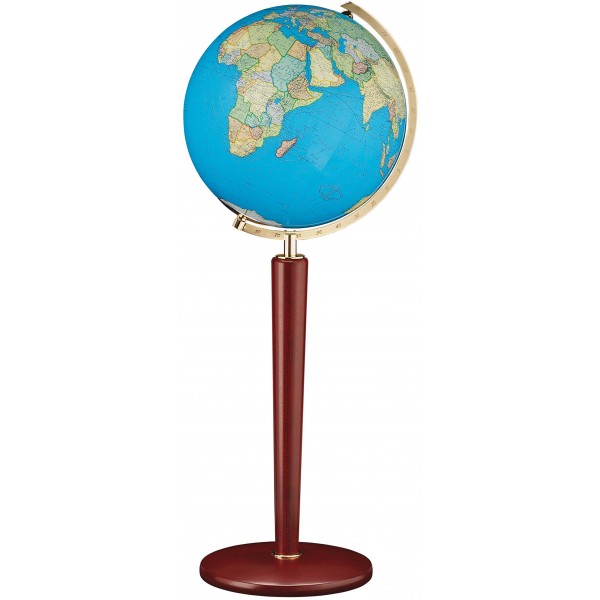 Globe cristal Terrestre  interactif Duo avec pied en acajou