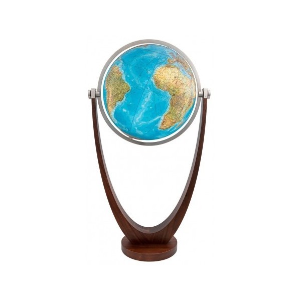 Globe cristal Terrestre lumineux interactif Duo avec pied en bois massif