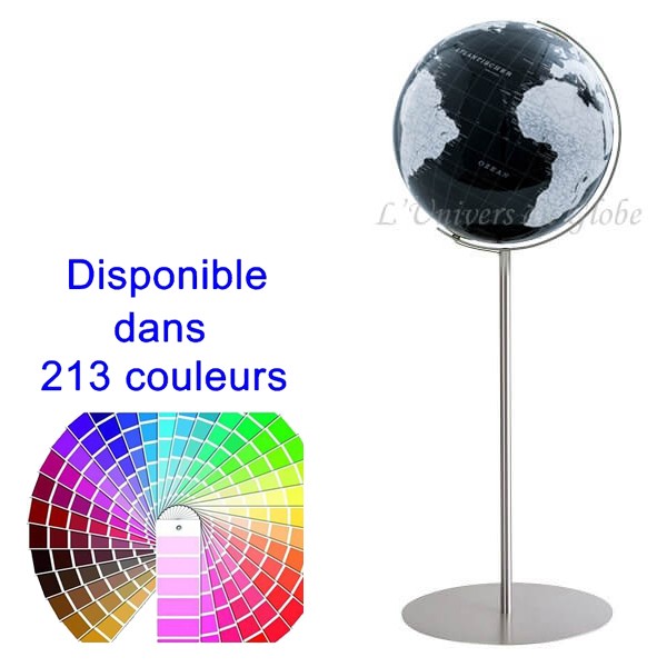 Globe lumineux noir brillant Ø 40 cm sur pied
